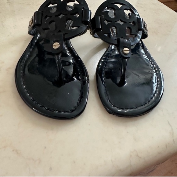 Tory Burch Miller Sandals Patent Leather Black size 7 - Picture 2 of 8
